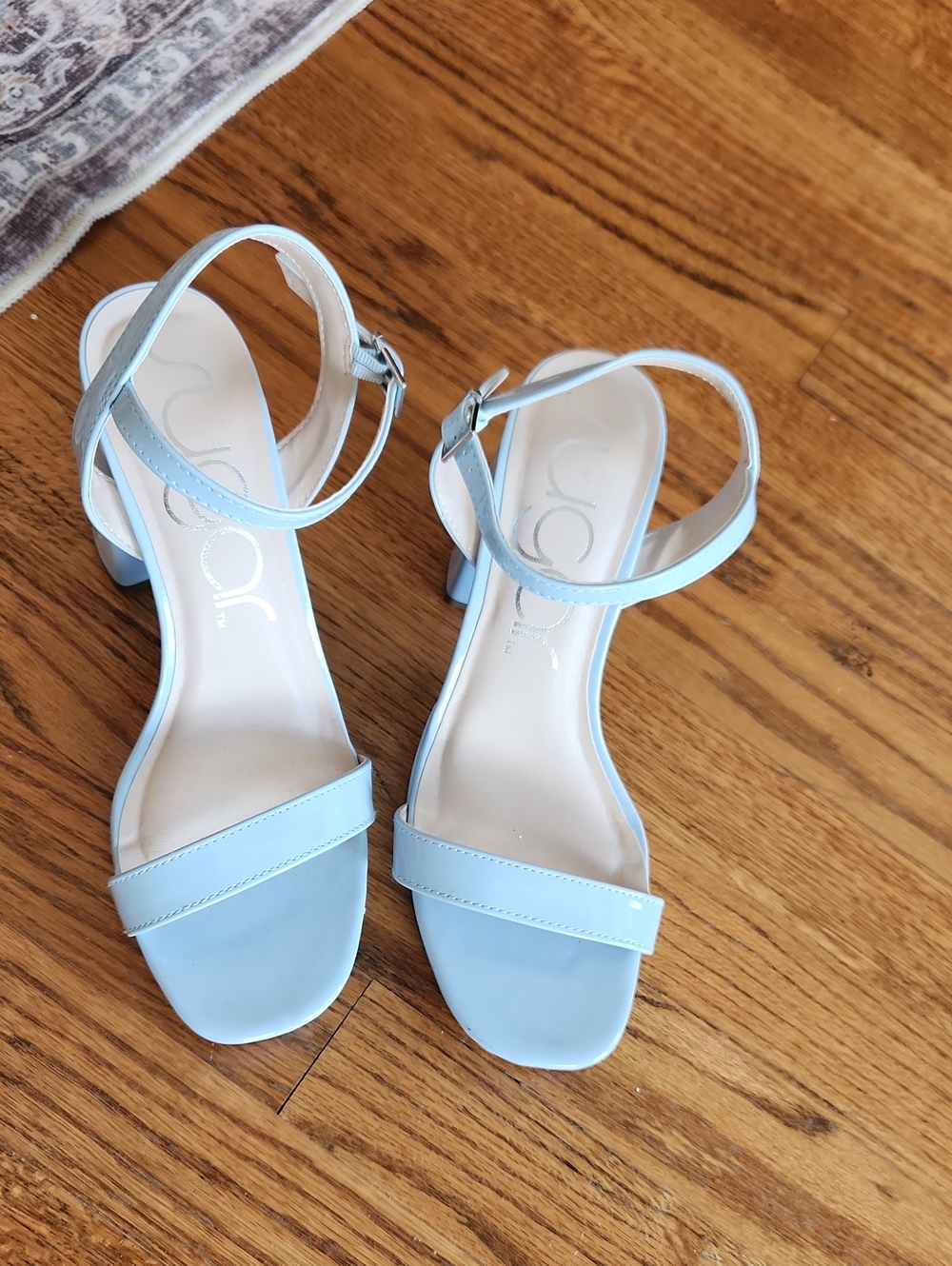 Sugar Light Blue Ankle-Strap Block Heel Sandals